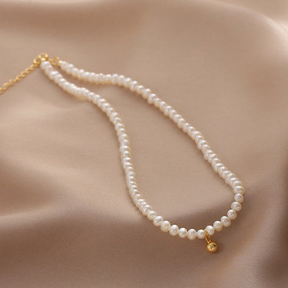 Beads Women's Neck Chain Kpop Pearl Choker Necklace Gold Color Jewelry On The Neck Pendant