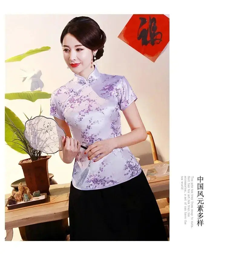 Elegant Ethnic Style Streetwear Cheongsam Qipao Tees Fashion Clothes Tshirts Vintage Shirts for Women Y2k Tops Women Clothing NovaCart
