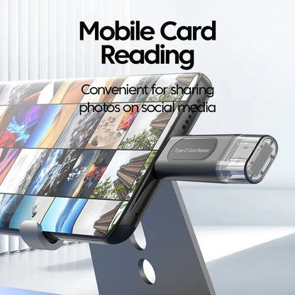 Elough 4 in 1 Card Reader Memory TF SD Card Readers For iPhone 16 15 Laptop USB 2.0 Type C Card Adapter High-speed Transmission Pi-Mart