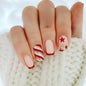 24Pcs Short Square Coffin False Nails Square Fake Nails with Glue French Glitter Wearable Acrylic Nails Set Press on Nail Tips NovaCart