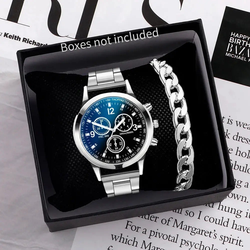 1/2PCS Men Business Watches Fashion Men's Steel Band Quartz Watch with Bracelet（Box not Included） NovaCart