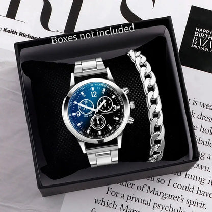 1/2PCS Men Business Watches Fashion Men's Steel Band Quartz Watch with Bracelet（Box not Included） NovaCart