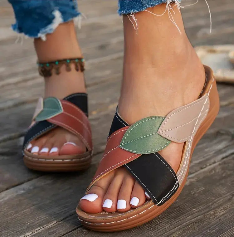 Fashion Summer Woman Sandals Shoes Wedge Shoes Woman Retro Slip On Women's Sandals Elegant Footwear Sandalias Mujer Female NovaCart