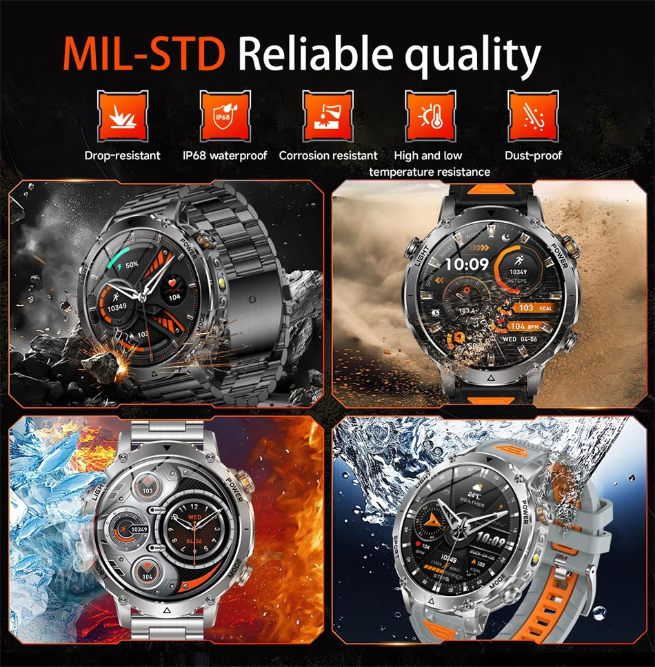2026 New GPS Smart Watch For Men 1400mAh Battery Outdoor Sports Compass Watches Bluetooth Call IP68 Waterproof Smartwatch gift NovaCart
