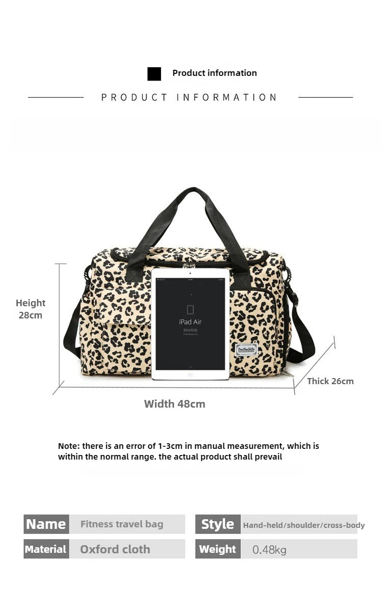Classic Leopard Print Large Capacity Leisure Luggage Bag with Multiple Pockets and Shoe Compartment Sports Fitness Travel Bag NovaCart