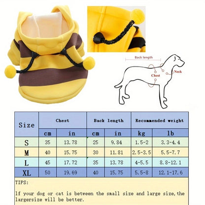 Cute Bee Costume Dog Cat Hoodie - thickened Pet Sweater Warm Outfit for Halloween Cosplay & Daily Wear pet clothes dogs clothes NovaCart