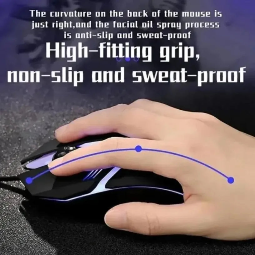 USB LED Colorful Luminous Button Gaming Mouse Wired Mouse For PC Gamer Computer Desktop Laptop Mice DPI1200 RGB Ergonomic Mouse Pi-Mart