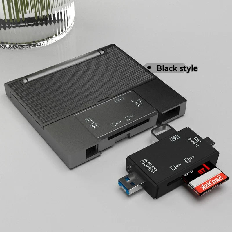 Multi functional six inOneCardReader OTG iPhone Type-C Micro SD CardFlashDrive intelligentStoragecard TF SD CardReaderStorageBox Pi-Mart