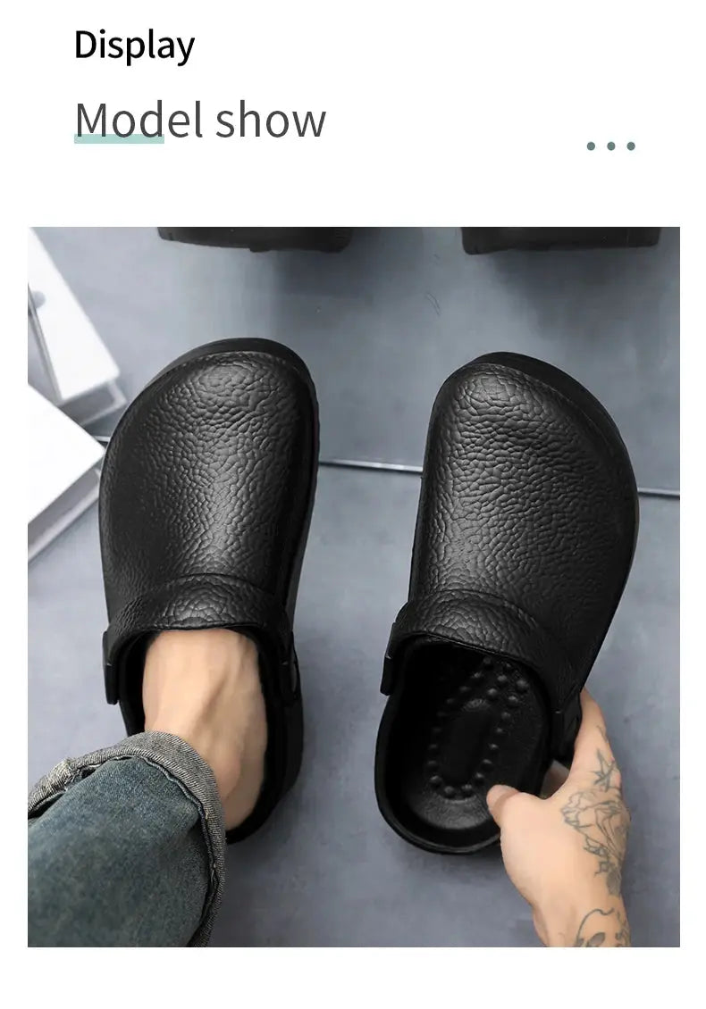 2025 Men's EVA Sandals Summer Large Black Kitchen Anti-Slip Work Shoes Waterproof Oil-Repellent Chef Shoes Kitchen Accessories NovaCart