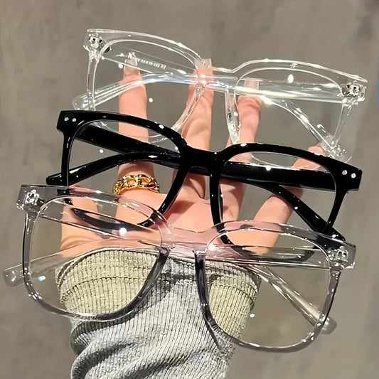 3 pairs of universal fashion glasses, square-framed glasses, fashionable campus style, clear black frame, back to school NovaCart
