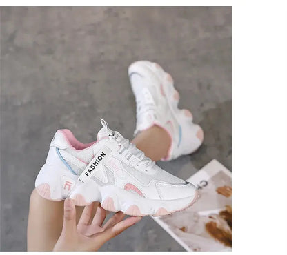 CINESSD 2023 Trendy Mesh Platform Sneakers Leather Shoes Breathable Casual Sports Shoes Women Flats NovaCart