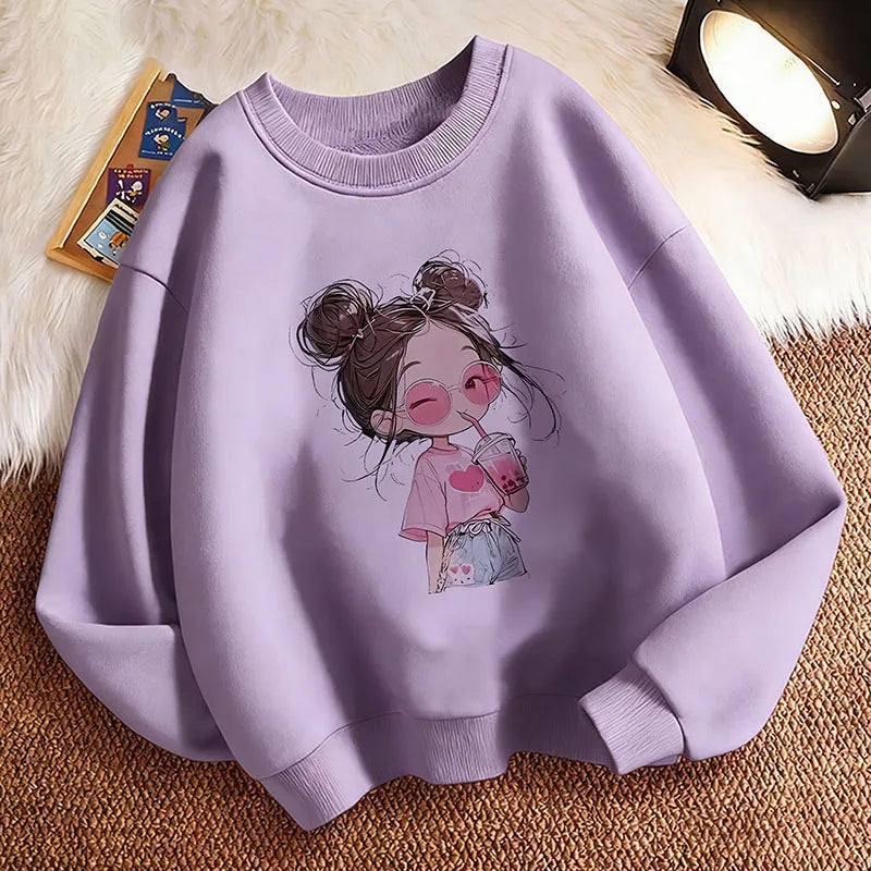 Hoodie Hip Hop Retro Girl Drink Juice Design Children's Sweatshirt Cute Hoody Girls Autumn Spring Casual Hoodies Pullover NovaCart