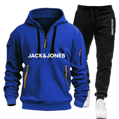 Two sets of men's sportswear for autumn/Winter 2025, including a sweatshirt and two sets of fitness jogging pants with wool caps NovaCart