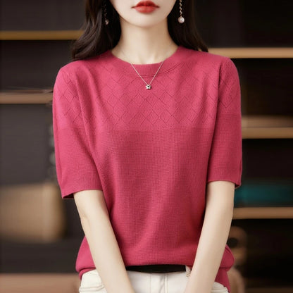 Summer Thin Knitted T Shirts for Women Casual Tees Ladies Fashion Blusas Harajuku T-Shirts Ropa Mujer Elegant Tops Woman Clothes NovaCart