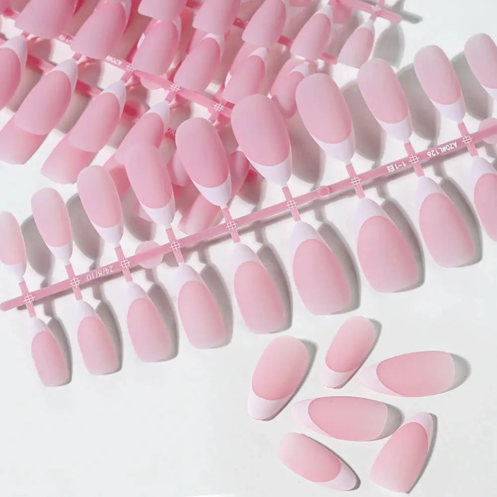 120Pcs Medium Long Square Acrylic French Fake Nails Full Cover Wearable French Press on Nails for Women Mixed Size False Nails NovaCart