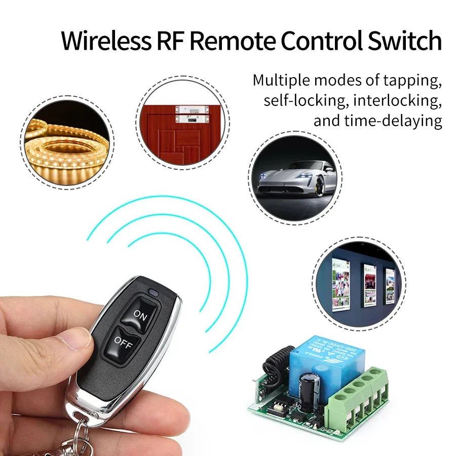 433Mhz Remote Control Wireless Switch DC 12V 1CH RF 10A Relay Receiver and 2CH Transmitter For Door Electromagnetic Lock Pi-Mart