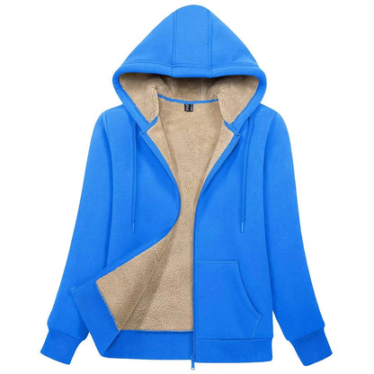 Sherpa-Lined Fleece Zip-Up Hoodie Jacket Women FitiqueFit