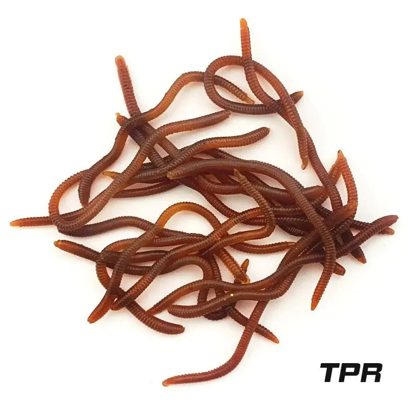 BURLE Lifelike Fishy Smell Red Soft Lures Simulation Earthworm Red Worms Artificial Fishing Lures Pi-Mart