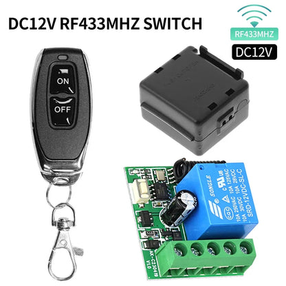 433Mhz Remote Control Wireless Switch DC 12V 1CH RF 10A Relay Receiver and 2CH Transmitter For Door Electromagnetic Lock Pi-Mart