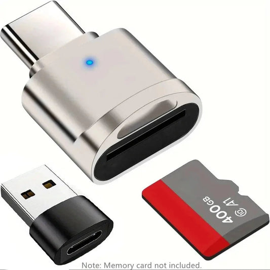 Type C TF Reader With Zinc Alloy Shell, SD Card Reader with USB C to USB Adapter, Suitable for Laptop, MacBook, Samsung Galaxy Pi-Mart