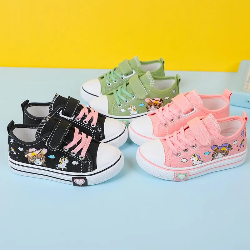 Children's  New Spring Canvas Shoes Cartoon Graffiti Children's Casual Shoes for Girls Comfort Fashion Kids Flat Tennis Sneakers NovaCart