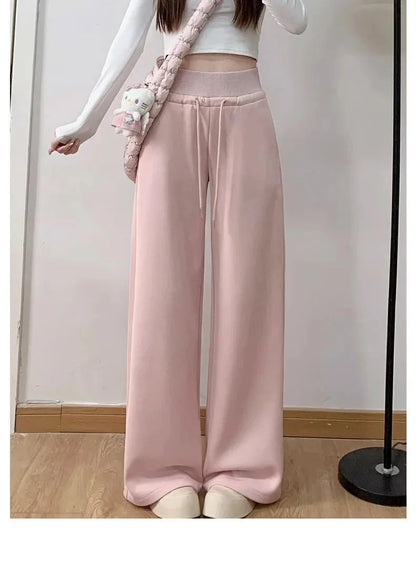 Gray High-Waist Loose Wide-Leg Straight Pants Women FitiqueFit