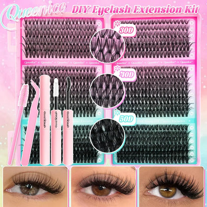 DIY Lash Extension Kit Clusters Individual Eyelashes Kit 9-16mm with Bond and Seal Wispy Natural Mange Lashes NovaCart