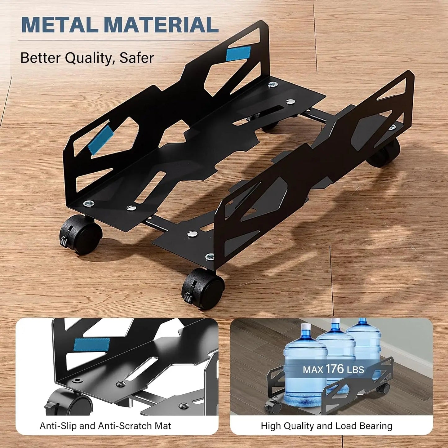 Double Layer PC Tower Stand, Mobile CPU Case Base with Universal Wheels, Heightening Storage Support Bracket for Computer Host Pi-Mart
