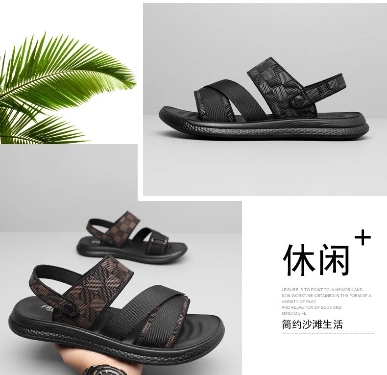 Men's high quality casual sandals summer outdoor waterproof anti slip soft sole comfort beach shoes fashion Lazy Driving slipper
