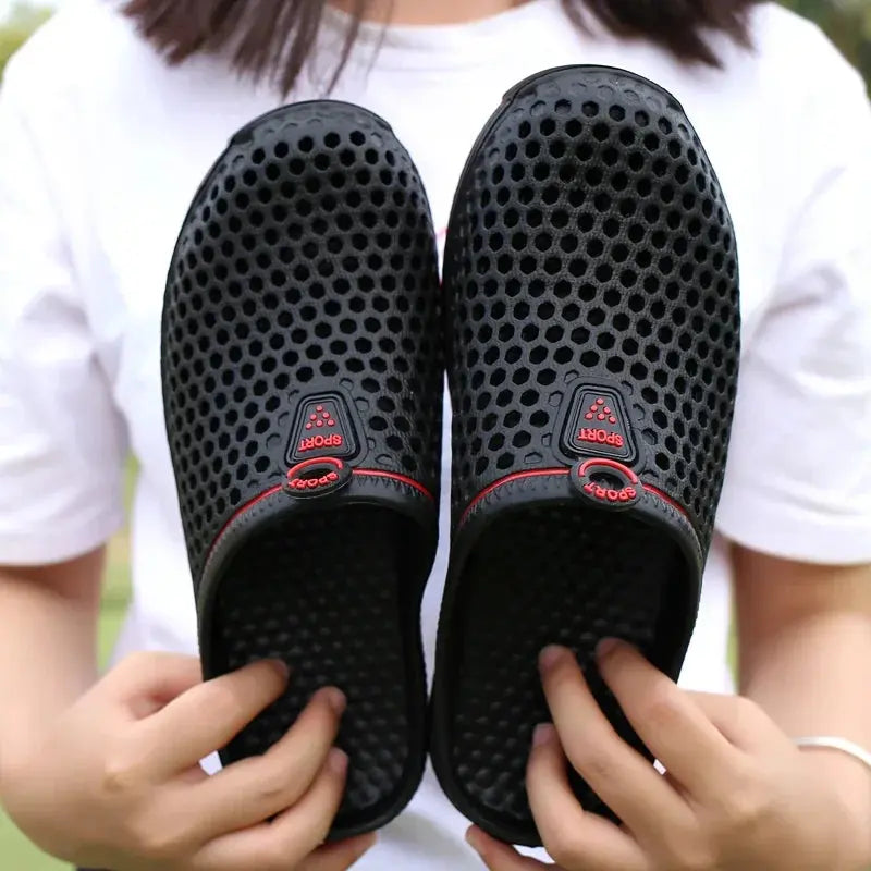 Summer Couple Breathable Half Slippers Men Outdoor Baotou Hole Sandals Beach Flip-flops Men's Casual Flip-flops Platform Sandals NovaCart
