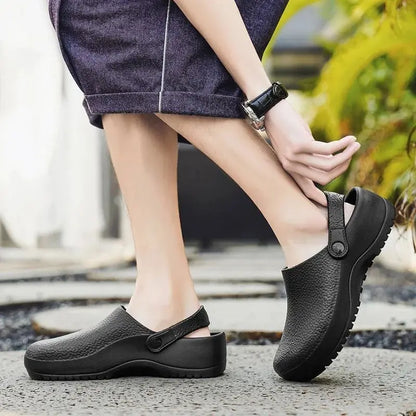 2025 Men's EVA Sandals Summer Large Black Kitchen Anti-Slip Work Shoes Waterproof Oil-Repellent Chef Shoes Kitchen Accessories NovaCart