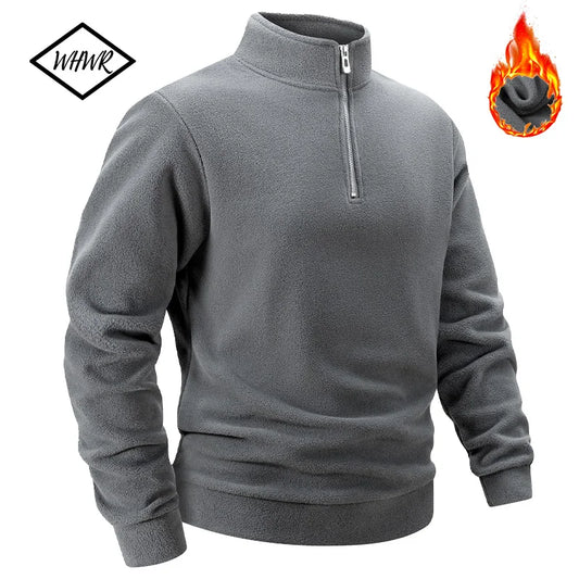 2025 Men Casual Fleece Sweatshirts Tops Men Sport Classic Stand Collar Sweatshirts Men’s Quarter Zip Hoodie Basic Pullover 3XL NovaCart