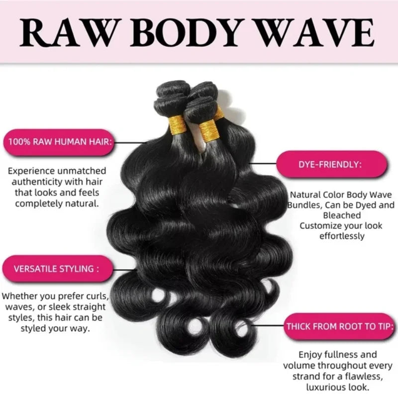 42 Inch Body Wave Bundles Human Hair Natural Black Brazilian Virgin Hair Weave 12A 100% Unprocessed Real Human Hair Extensisons NovaCart