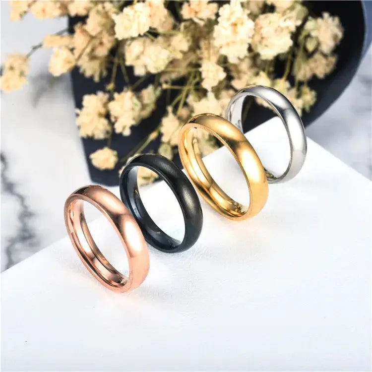Simple 4mm 6mm Titanium Ring Women Men Prevent Allergy High Polished Wedding Rings Stainless Steel Couple Finger Jewelry Gifts NovaCart