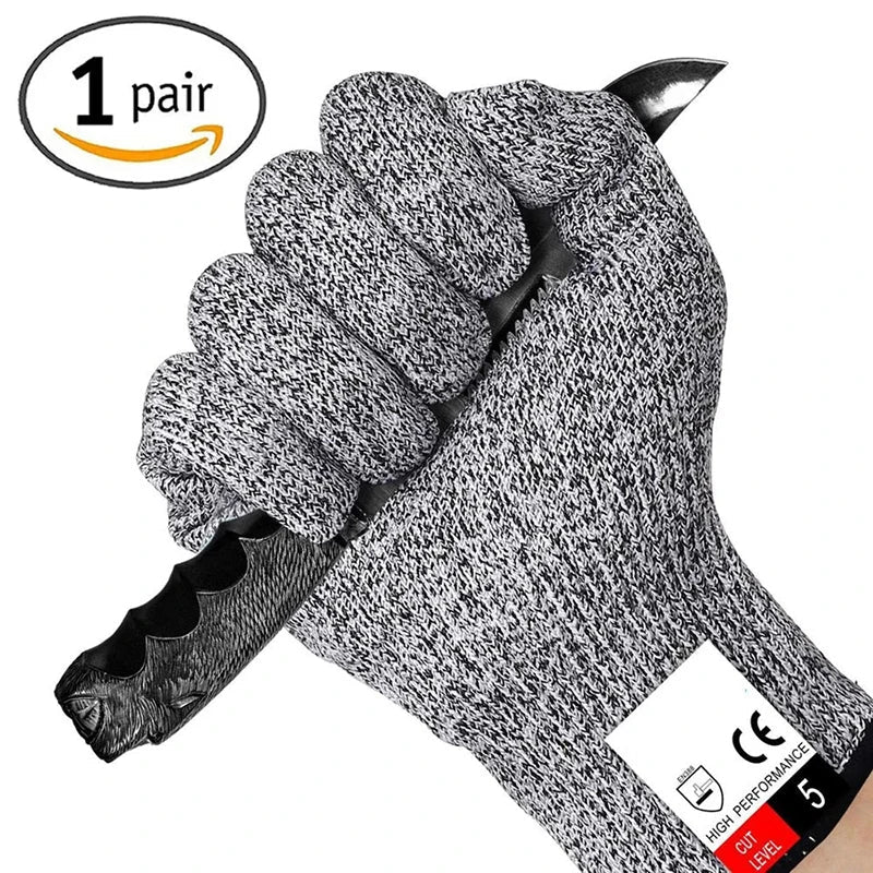 HPPE Level 5 Safety Cut-Resistant Gloves Anti Cut Proof Grey Anti-Cut Level Work Garden Butcher Gardening Handguard Kitchen Tool Pi-Mart