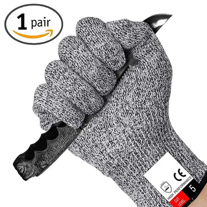 HPPE Level 5 Safety Cut-Resistant Gloves Anti Cut Proof Grey Anti-Cut Level Work Garden Butcher Gardening Handguard Kitchen Tool Pi-Mart