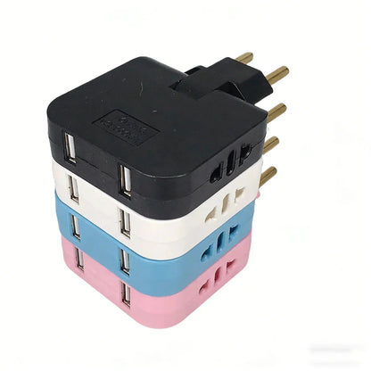 2 USB 3 in 1 EU Power Socket Plug Adapter Foldable US To EU Travel Aadapters Power Converter KR Plug Electrical Socket AC Outlet Pi-Mart