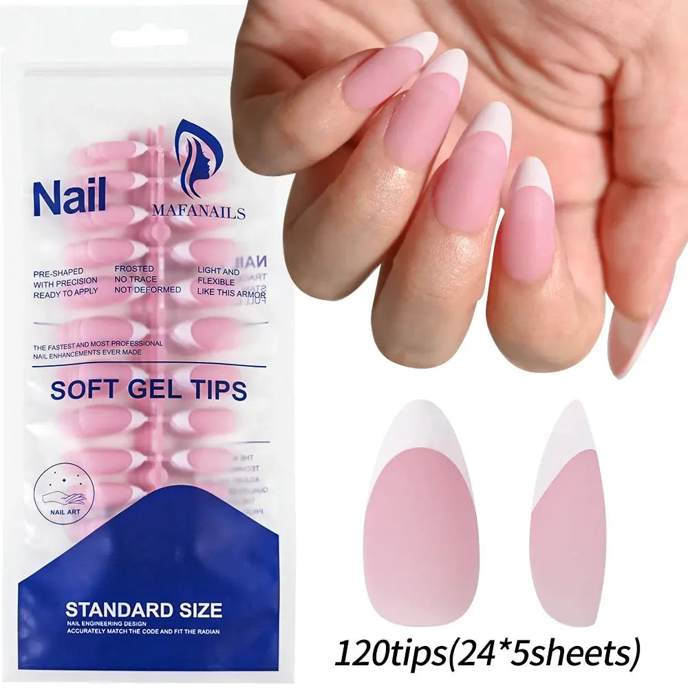 120Pcs Medium Long Square Acrylic French Fake Nails Full Cover Wearable French Press on Nails for Women Mixed Size False Nails NovaCart