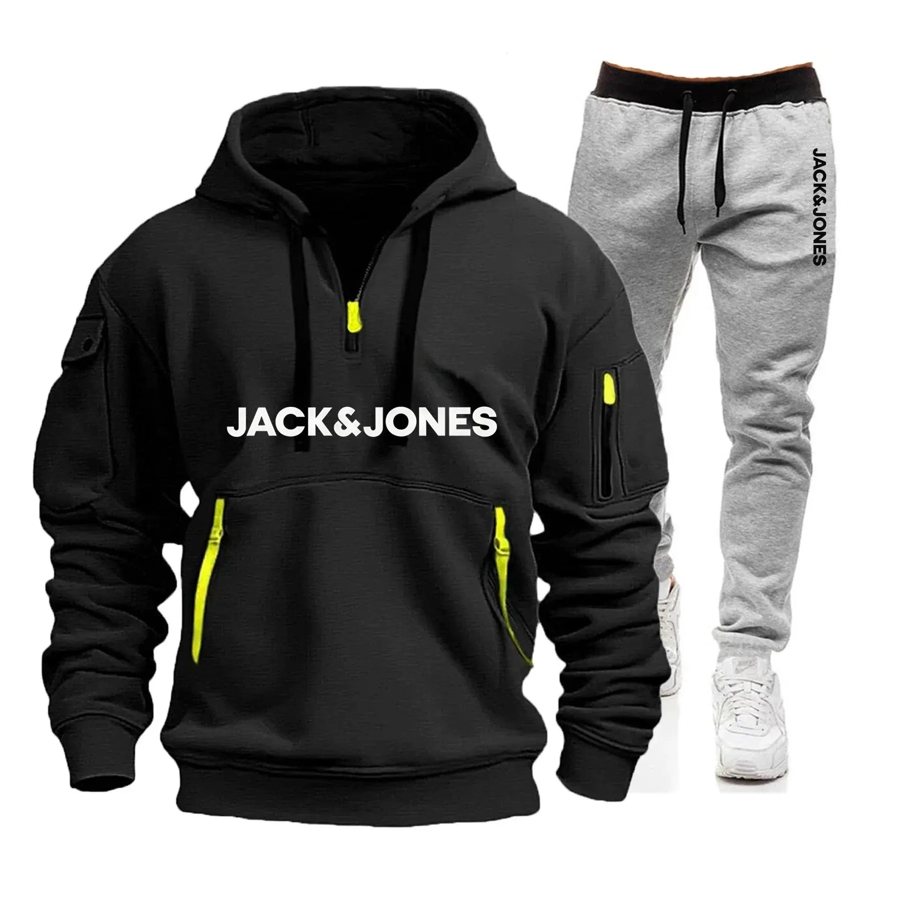 Two sets of men's sportswear for autumn/Winter 2025, including a sweatshirt and two sets of fitness jogging pants with wool caps NovaCart