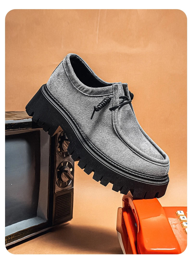 Men's Shoes 2025 Autumn New Style High-heel Thick-soled Loafers, Durable and Retro Casual Shoes, Everyday Street Trend Sneakers NovaCart