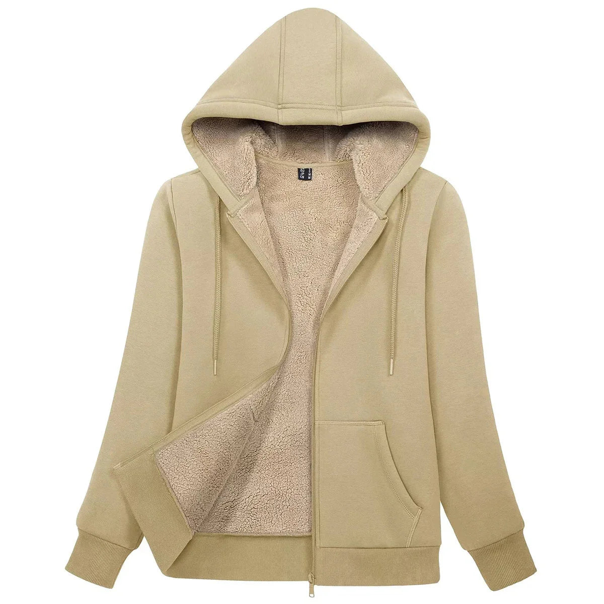 Sherpa-Lined Fleece Zip-Up Hoodie Jacket Women FitiqueFit