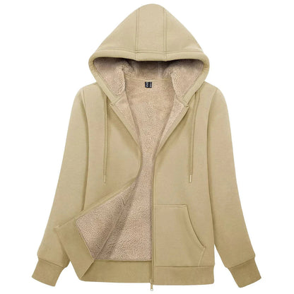 Sherpa-Lined Fleece Zip-Up Hoodie Jacket Women FitiqueFit