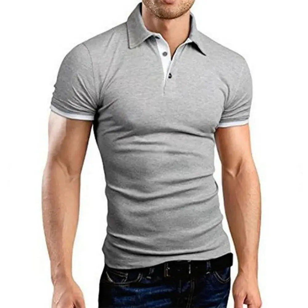 Men's Polo Shirt Short Sleeve Casual Slim Fit Color Blocking T-shirts England Style Streetwear Polos for Men's Fashion NovaCart