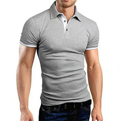 Men's Polo Shirt Short Sleeve Casual Slim Fit Color Blocking T-shirts England Style Streetwear Polos for Men's Fashion NovaCart
