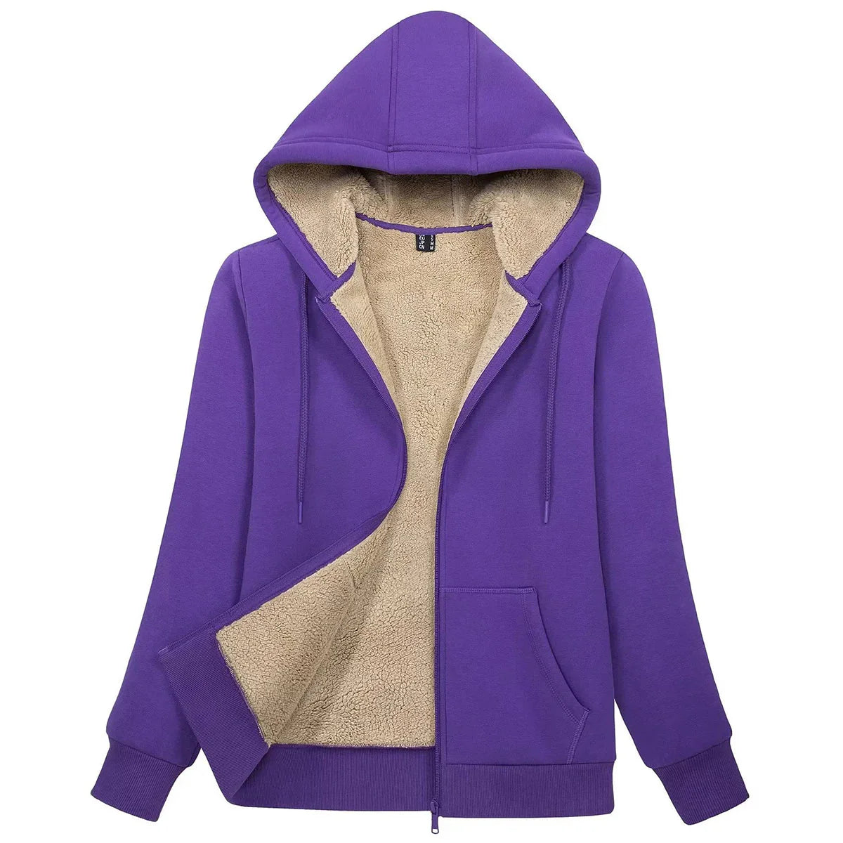 Sherpa-Lined Fleece Zip-Up Hoodie Jacket Women FitiqueFit