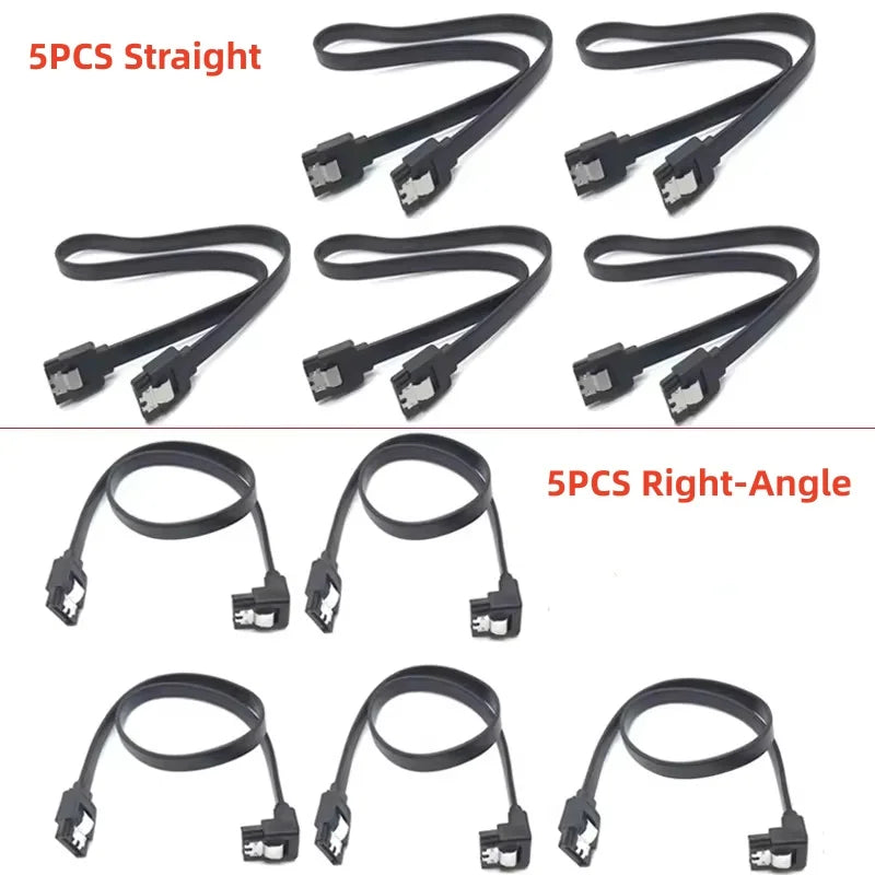 1-10PCS 50CM SATA 3.0 Data Cable High-speed Sata III Cable Adapter Connection Converter For SATA HDD SSD CD Drive Writer Desktop Pi-Mart