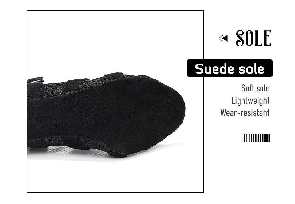 Women Latin Dance Shoes Black Boots High-Top High Heels Salsa Sandals Mesh Tango Boots Ladies Woman Party Ballroom Dance Shoes NovaCart