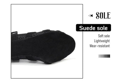 Women Latin Dance Shoes Black Boots High-Top High Heels Salsa Sandals Mesh Tango Boots Ladies Woman Party Ballroom Dance Shoes NovaCart