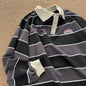 Striped POLO Shirt Men Women Casual Loose Couple BF Lapel Sweatshirts