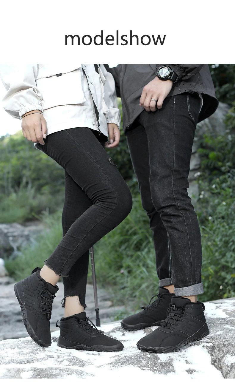 Snow Boots Men Winter Shoes Barefoot Ankle Boots 36-46 Couple Snow Shoes Outdoor Hiking Shoes Fur Warm Plush Boots NovaCart